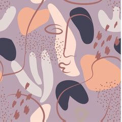 Nahtloses Muster. Abstraktes trendiges Gekritzel im organischen Freihand-Matisse-Kunststil. Verschiedene Formen und Objekte. Zeitgenössische moderne Symbolvorlagen für Plakate, soziale Medien. Vektor