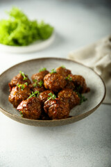 Traditional homemade meatballs with tomato sauce