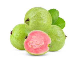 Red guava fruit isolated on white