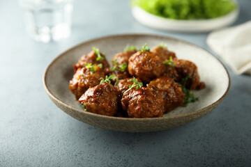 Traditional homemade meatballs with tomato sauce