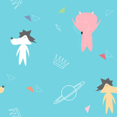 Cute dog seamless pattern. Vector illustration