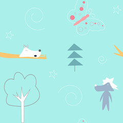 Cute dog seamless pattern. Vector illustration