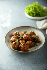 Traditional homemade meatballs with tomato sauce