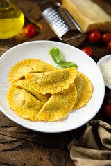 Traditional homemade ravioli stuffed with beef
