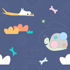 Cute animal seamless pattern.Vector illustration. 