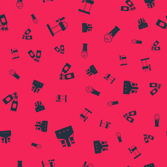 Set Pack of beer bottles, Dispenser, Beer and Glass on seamless pattern. Vector