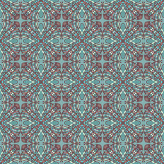 Seamless pattern for traditional arabic and indian pottery tiling, fabric, wall interior, cloth. Decor tile, texture print, mosaic oriental ornament.