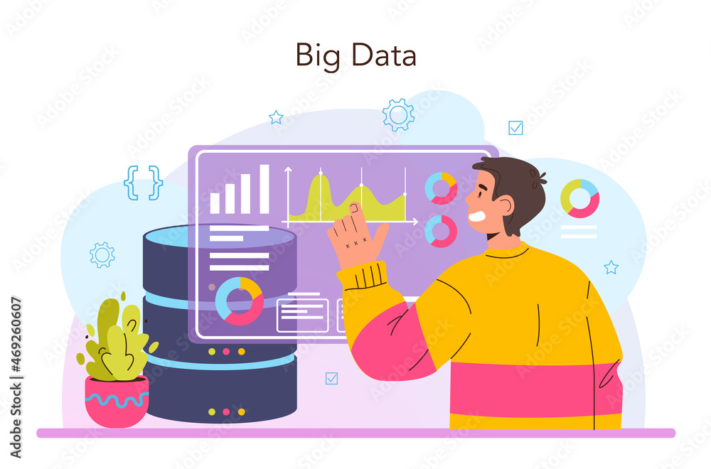 Poster big data analytics. big data from different sources chart or graph