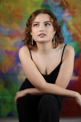 Fototapeta premium Attraktive dunkelblonde Frau