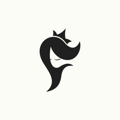 simple beautiful woman and letter f logo. vector illustration for business logo or icon