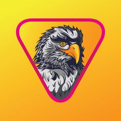 Three eagle head logo template with triangle shape on orange yellow pardon background