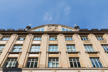 Germany, Saxony, Leipzig, Rows of windows of historic building