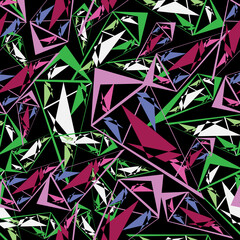 Scattered triangle abstract seamless pattern, repeat pattern. Design textile, fabrics, wallpaper, beautiful outfits, wrappings.