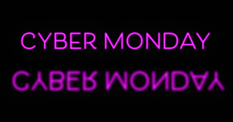 Pink neon Cyber Monday text 