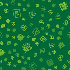 Set line House plan, and with dollar symbol on seamless pattern. Vector