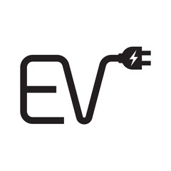 EV with plug icon symbol, Electric vehicle, Charging point logotype, Eco friendly vehicle concept, Vector illustration