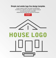 Simple Real Estate Logo Line Design Template . Home Logo Linear Template . House Logo Line Icon