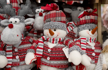 christmas toys snowmen in store