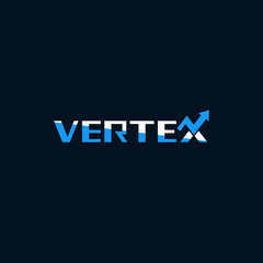 Vertex typography logo design.