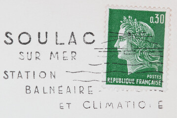 briefmarke stamp vintage retro alt old used gebraucht frankiert gestmpelt cancel grün green...