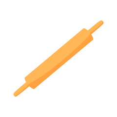 Simple wooden dough rolling pin illustration. Flat vector cooking tool isolated on white background
