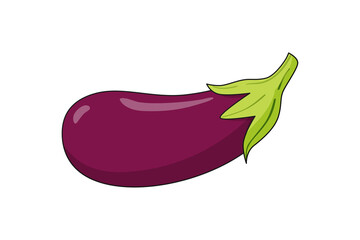 Eggplant vector illustration drawn in cartoon style and isolated on white background