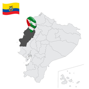 Location Manabi Province on map Ecuador. 3d location sign similar to the flag of Manabi. Quality map  with  provinces Republic of Ecuador for your design. EPS10