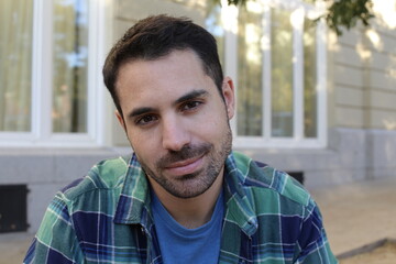Good looking man headshot outdoors