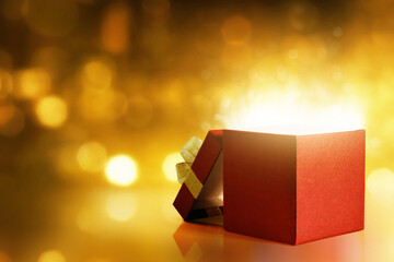 Open gift box with light