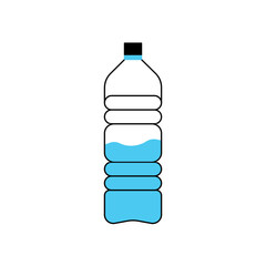 Flat image with blue water bottle on white background. Vector flat illustration.