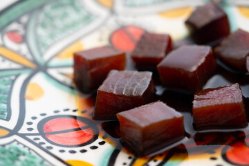 Premium red tuna marinated with soy. Traditional Japanese recipe.