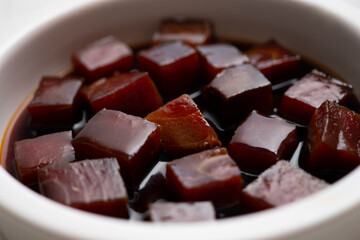Premium red tuna marinated with soy. Traditional Japanese recipe.