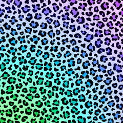 Multicolor leopard pattern with blue violet gradient. Vector