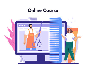 Hairstylist online service or platform. Idea of hairdressing in salon