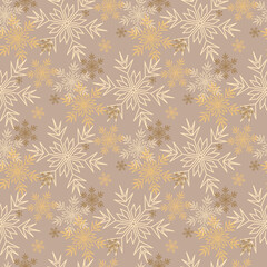 Christmas seamless pattern snowflake snow crystal, winter festive ornament for design