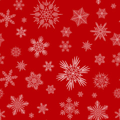 Naklejka na ściany i meble Christmas seamless pattern with snowflake, winter festive ornament