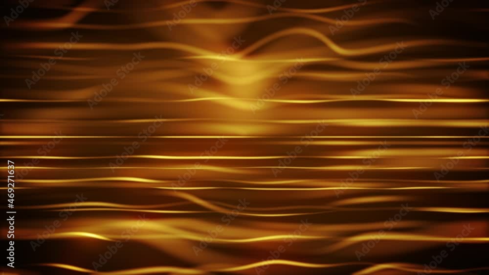 Poster abstract gold strings waving fx background loop/ 4k animation of an abstract technology visual fx wa