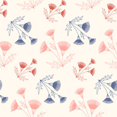 Organic pattern naive cute flower delicate pastel color seamless pattern childish, textile and packaging design