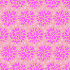 Organic pattern pink purple flower dahlia seamless pattern, textile design and packaging