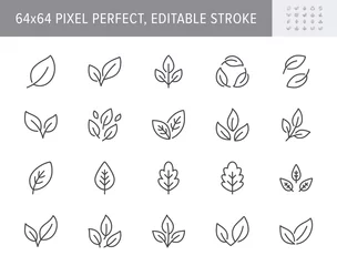Tuinposter Leaf line icons. Vector illustration include icon - botany, herbal, ecology, bio, organic, vegetarian, eco, fresh, nature outline pictogram for flora. 64x64 Pixel Perfect, Editable Stroke © Sir.Vector