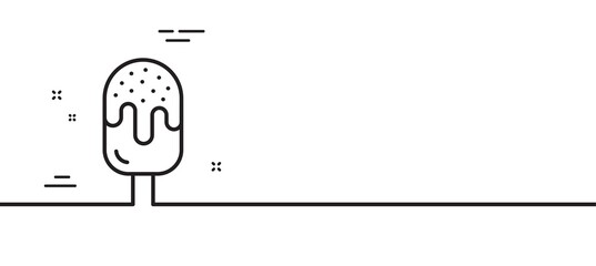 Ice cream line icon. Dessert food sign. Frozen gelato symbol. Minimal line illustration background. Ice cream line icon pattern banner. White web template concept. Vector