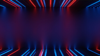 Frame of glowing laser lights and free space 3D rendering illustration