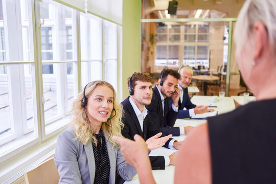 Business people take a language course or training