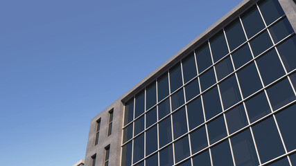 architecture building with glass facade clear sky