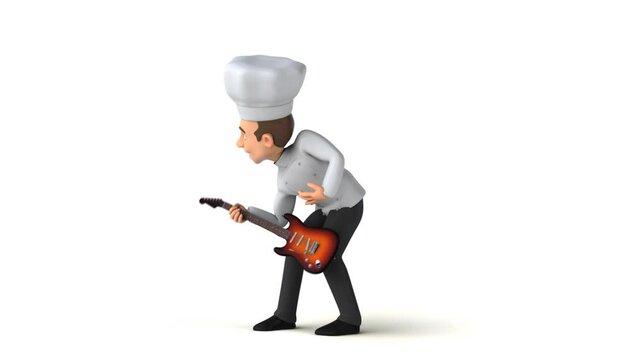 Fun 3D cartoon chef with a guitar