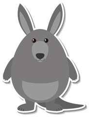 Chubby kangaroo animal cartoon sticker