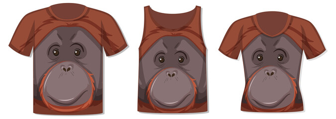 Different types of tops with orangutan pattern