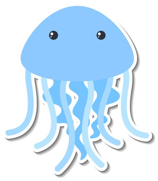 Jellyfish sea animal cartoon sticker