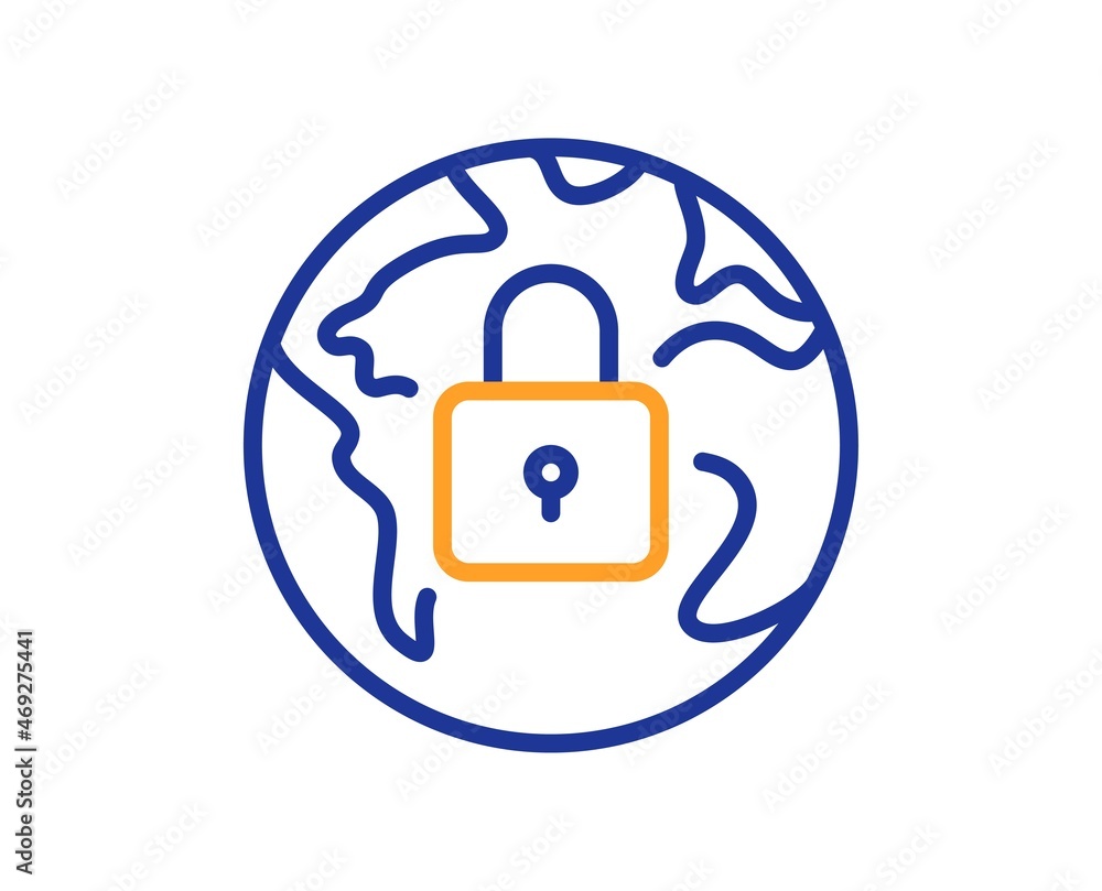 Poster lock line icon. internet protection sign. web security padlock symbol. colorful thin line outline co