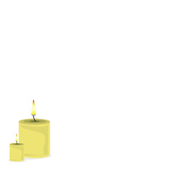 burning candle on white background